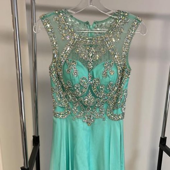 Aqua Blue Dress Size 6 Wedding Guest Dress/Prom Dress - Picture 6 of 6